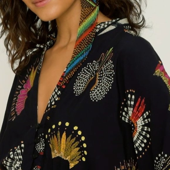 FARM Rio + Yawanawa Wonderful Feathers Headdress Print Maxi Dress - Picture 8 of 16